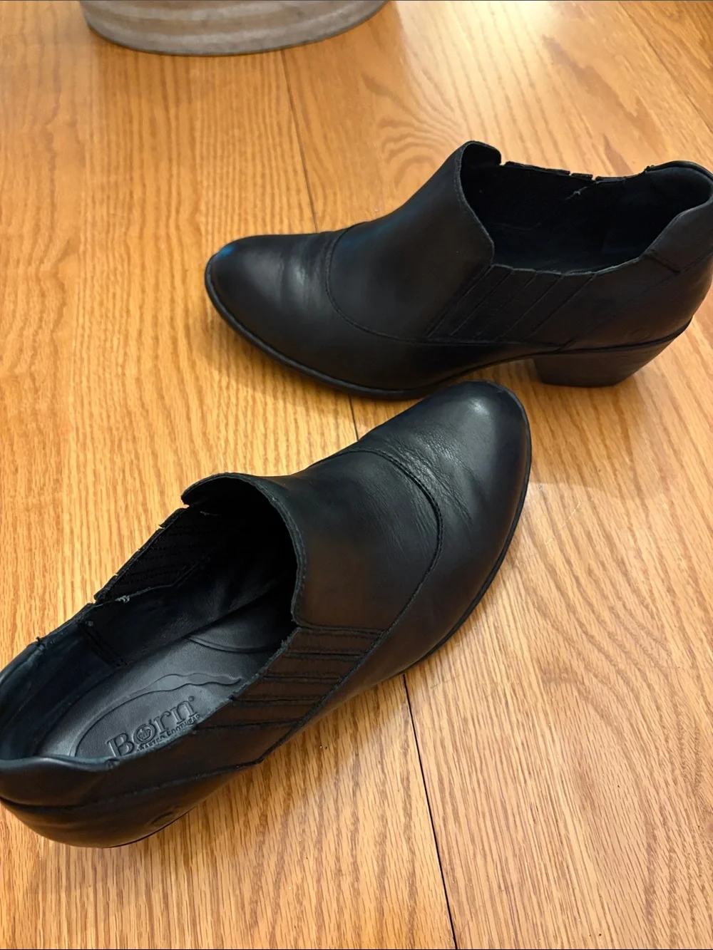 Born Black Leather Slip-On Western Booties